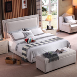 北欧简约布艺床小户型1.8米双人床婚床 现代美式布艺软包床公主床
