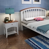 床头柜 地中海美式乡村蓝色田园实木床边柜 储物卧室家具