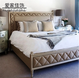 美式乡村实木布艺床欧式现代简约时尚1.5米 1.8米婚床双人床