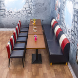 北欧咖啡厅沙发西餐厅卡座小吃店桌椅皮艺甜品奶茶店沙发桌椅组合