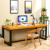 LOFT美式复古实木铁艺餐桌椅组合咖啡桌书桌电脑办公桌工作台简约