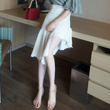 现货韩国东大门代购女装2016夏装新款中长款不规则撕边半身裙潮fu