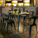 铁艺美式复古实木桌椅组合餐桌餐厅桌椅休闲桌会议桌电脑桌酒吧桌