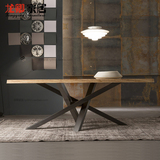 美式LOFT铁艺原木实木餐桌办公桌工作桌会议桌咖啡桌书桌洽谈桌