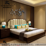 新中式实木床 1.8米双人床 中式禅意床美式乡村全实木1.5m 床新品