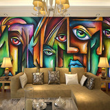 现代简约 大型壁画欧式抽象油画酒吧KTV客厅卧室沙发背景墙纸壁纸