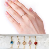 美国进口14k包金锆石钻石戒指 单颗单钻链条女戒 简约时尚不褪色