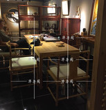 新中式禅意免漆老榆木茶桌茶台书桌书法桌明式仿古画案实木家具