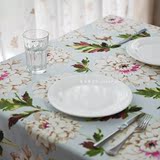北欧宜家桌布 全棉加厚帆布田园蓝色大花白色花朵茶几台布餐桌布