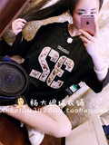 韩版bf短袖印花卡通字母原宿风中长款篮球球衣连衣裙男女学生夏潮