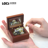 Sankyo日本机芯复古手摇音乐盒木质发条式八音盒迷你创意生日礼物