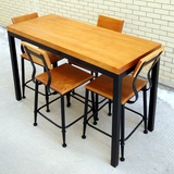 复古做旧铁艺实木餐厅吃饭餐桌椅组合办公桌饭桌长方形组装