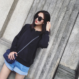 FYWOO套头黑色短款宽松运动上衣卫衣外套女韩国韩版学生春季潮