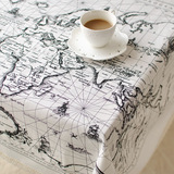 现代简约 咖啡馆餐厅台布桌布长方形世界地图布艺家用书桌餐桌布