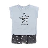 韩国高端品牌童装外贸尾货原单男童无袖T恤+短裤两件套套装
