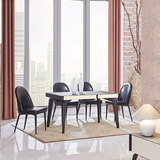黑色橡木玻璃仿火烧石餐桌餐椅组合 现代时尚简约烤漆小餐台椅子