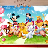 迪士尼家族儿童3d立体创意墙纸儿童房卡通壁画客厅电视背景画