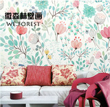 微森林水彩百合电视背景墙个性花卉壁纸环保墙纸大型无缝定制壁画