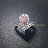ME蜜珠宝 皇冠水滴形粉钻戒指 稀有粉色钻石 求婚周年生日礼物
