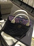 小S香港代购 16SS Chanel/香奈儿CClogo深蓝色菱格链条手提单肩包