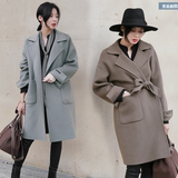 韩国气质大码双面羊绒呢子大衣女韩版中长款宽松加厚毛呢外套冬季