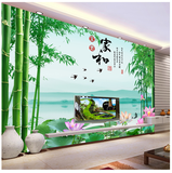无缝大型壁画竹子荷花家和山水风景客厅沙发电视背景墙纸壁纸
