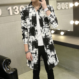男士春秋季韩版个性中长款风衣青年披风非主流修身开衫潮休闲外套