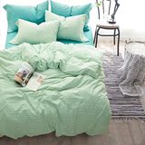 全棉四件套绿色床单款1.5/1.8米双人床被套2m纯棉简约韩式风床品