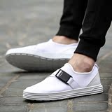 一脚蹬白色学生板鞋男秋季帆布鞋英伦男鞋韩版个性潮鞋青少年布鞋