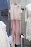 韩国代购2016春夏pnk shop优雅气质褶皱下摆露肩时尚连衣裙