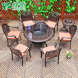 户外桌椅组合烧烤铸铝桌椅休闲露天阳台庭院餐桌欧式花园五件套