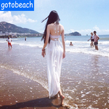 2016网红同款夏季海边度假沙滩裙吊带露背性感连衣裙女长裙包邮