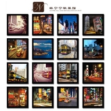 香港夜景巴士摄影装饰画港式茶餐厅挂画相片墙港式茶点黑框组合画