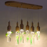 创意吧台植物吊灯现代简约餐厅吊灯艺术咖啡厅单头酒瓶玻璃吊灯具