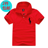 新款儿童装短袖T恤宝宝夏季男童女纯棉中大童体恤polo保罗衫红色