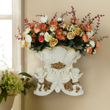 欧式创意天使壁挂花盆壁饰 客厅墙上背景装饰花瓶花篮仿真花假花