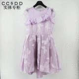 专柜正品CCDD2016夏季新款女装 荷叶边设计欧根纱甜美淑女连衣裙