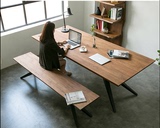 美式loft复古家用餐桌椅自由组合 简约时尚创意实木办公桌工作台