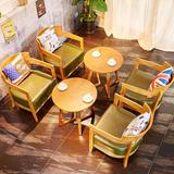 休闲咖啡馆桌椅 实木围椅 西餐厅奶茶甜品店桌椅 美式复古 茶几
