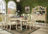 欧式美式家具☆简欧纯实木白色开放漆☆FW95-3长餐台有抽屉扶手椅