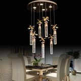 明轩 餐厅灯汽泡水晶柱单头吊灯水晶艺术LED现代简约吧台灯