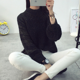 2016新款韩版宽松套头毛衣女韩国短款加厚花线半高领针织衫外套潮