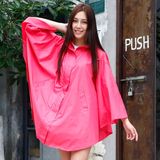 外贸新款日本韩国斗篷式雨衣女时尚风衣式防水防晒轻便成人雨衣女