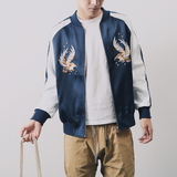 ifashion16秋装新款韩国重工刺绣绸缎插肩袖棒球服夹克男外套上衣