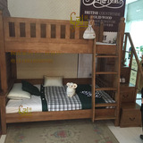 英伦儿童小屋高低床实木上下床定做双层床橡木英伦儿童美式高低床