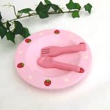 Mother Garden野草莓 粉色盆子汤匙套装 木制儿童过家家厨房玩具