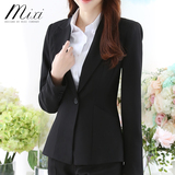 春季新款韩版修身显瘦黑色职业小西装女大码女式小西服外套长袖