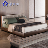 布床小户型布艺床 北欧现代简约皮布双人床1.8米软体床储物箱体床