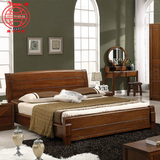 纯全实木床胡桃木1.2米1.8米气动高箱带抽屉储物双人大床中式家具