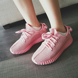 夏季时尚透气网布运动鞋女潮流布鞋旅游鞋跑步鞋舒适增高女鞋粉色